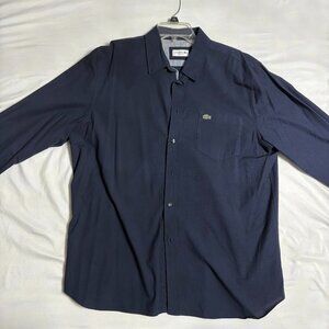 Navy Blue Lacoste Long Sleeve Casual Button-Down Shirt - Size XL, Lightly Worn
